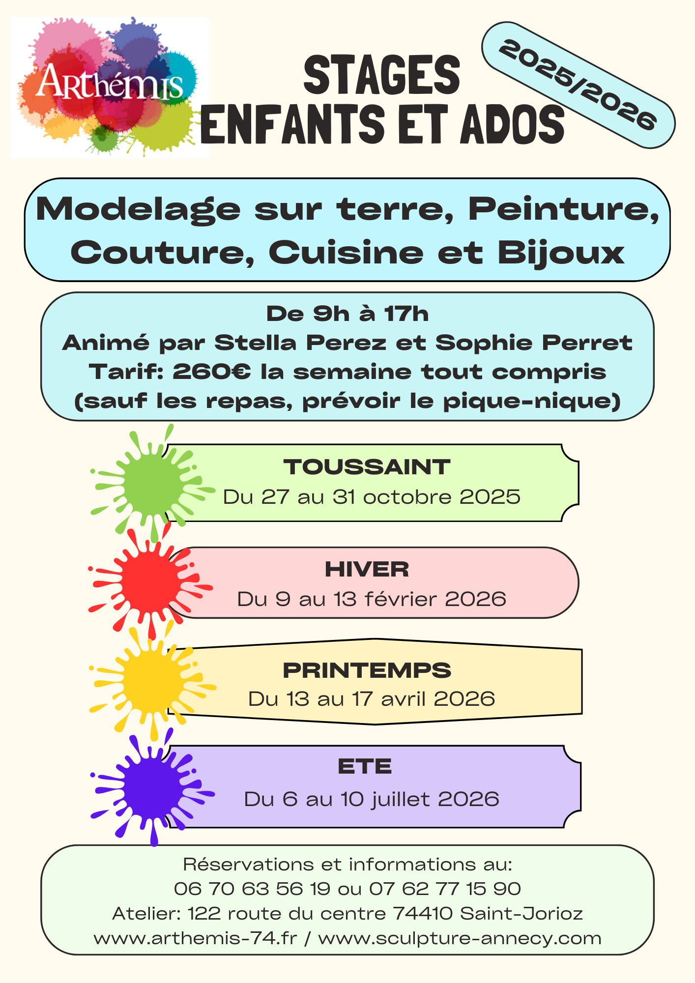 Stages enfants et ados 2025